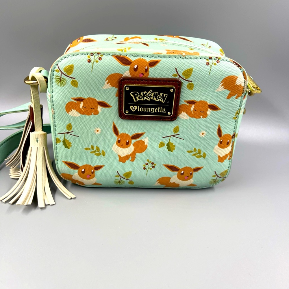 Preowned Loungefly Eevee Pokemon Mint With Branches & Leaves Crossbody Purse